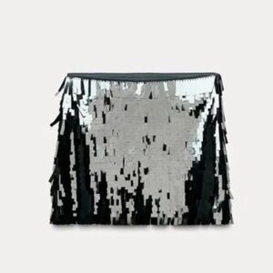 Zara Silver Sequin Paillette Skirt